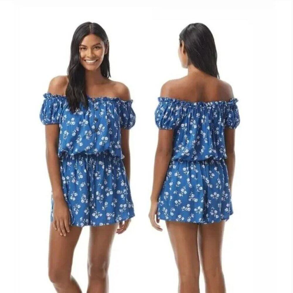 Kate Spade Printed Off-The-Shoulder Romper Pockets Size Small